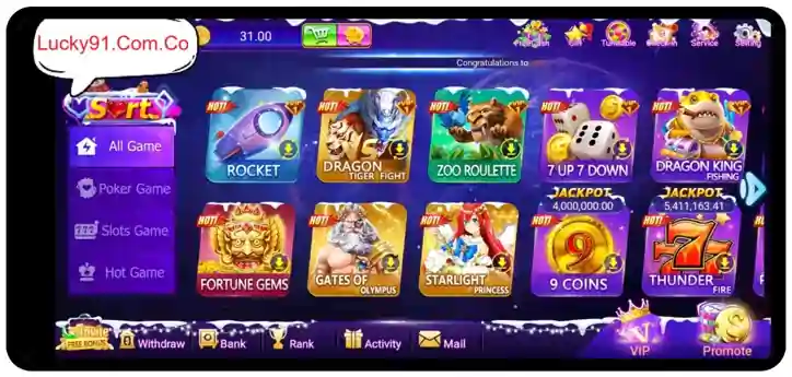 Game Categories Available on Lucky 91