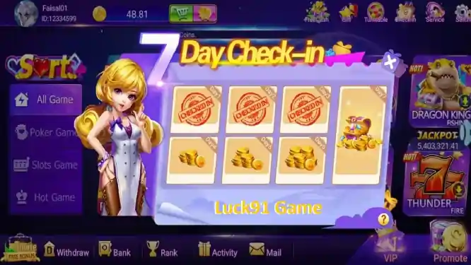 Lucky 91 Daily Check-In